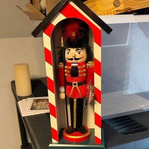Pier 1 Red and Black Nutcracker in Striped Shelter